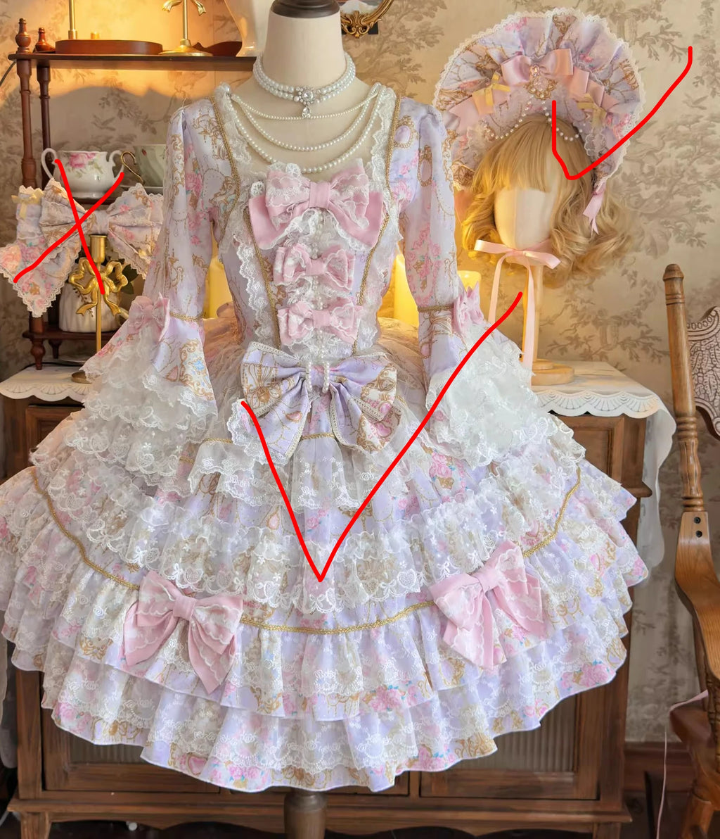 Original Design Lolita Sweet Long Sleeve OP Dress Women Autumn Super Fairy Cute Bow Birthday Party Girls Princess Dresses