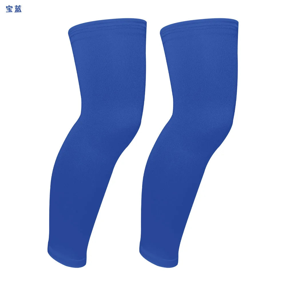 1Pair Long Compression Leg Sleeves for Kids, Comfortable Non-Slip UV Protection Brace Support for Basketball Running Cycling