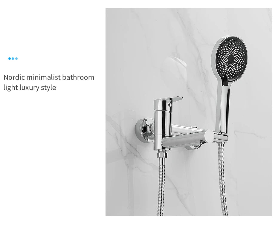 Shower Faucet Black Brass Wall Mount Bathtub Faucet Shower Square Style Handheld Single Handle Luxury Bathroom Mixer Tap 877910
