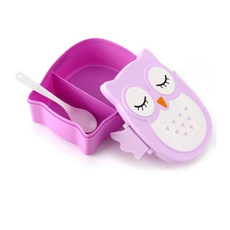 Hamburger Lunch Box Double Tier Cute Burger Bento Lunchbox Microwave Food Container Fork Tableware Set Owl Compartment