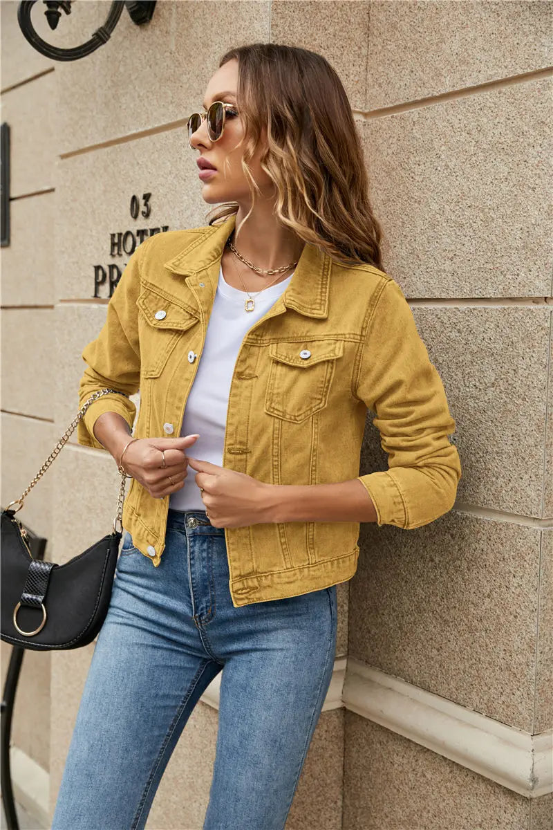 2025 Fashion Slim Fit Lapel Denim Jacket Europe and America
