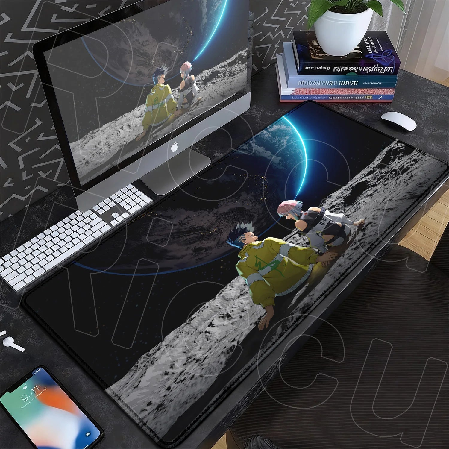 Black Gaming Mousepad XXL Rubber Non-slip Office Deskmat Anime Girl Playmat C-Cyberpunks Style Lock Edge PC Keyboard Accessories