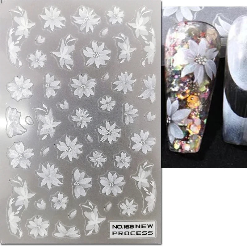 3d Nail Art Ultrathin Decals Blue Pink Blossom Florals Flowers Leaves Nail Stickers Decoration For Nail Tips Beauty
