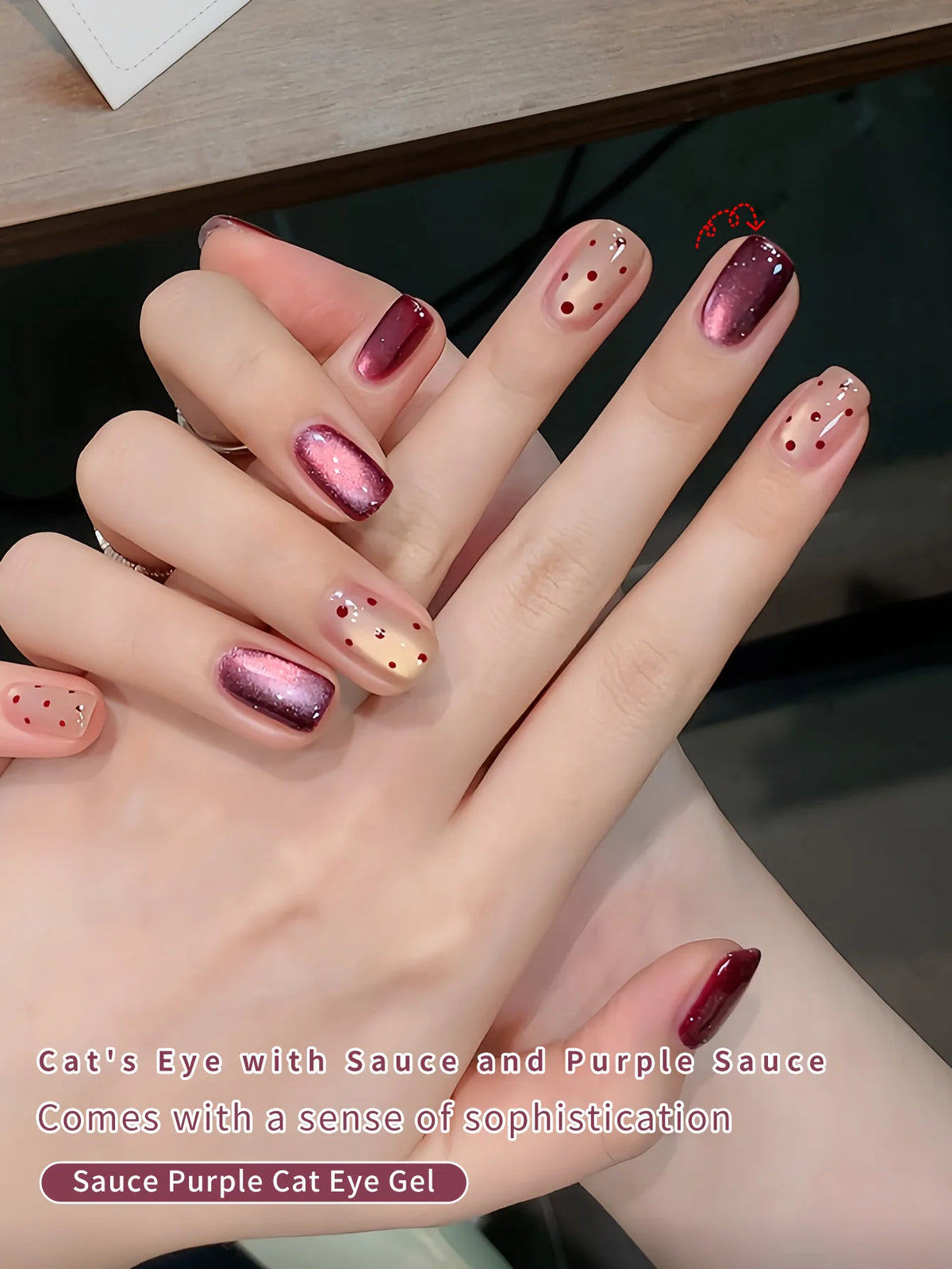 Gel Polish Purple Red Ruby Cat Eye Gel Nail Polish -12MLGlitter Gel Polish Fall Nail Gel Magnetic Shimmer Effect Soak Off UV