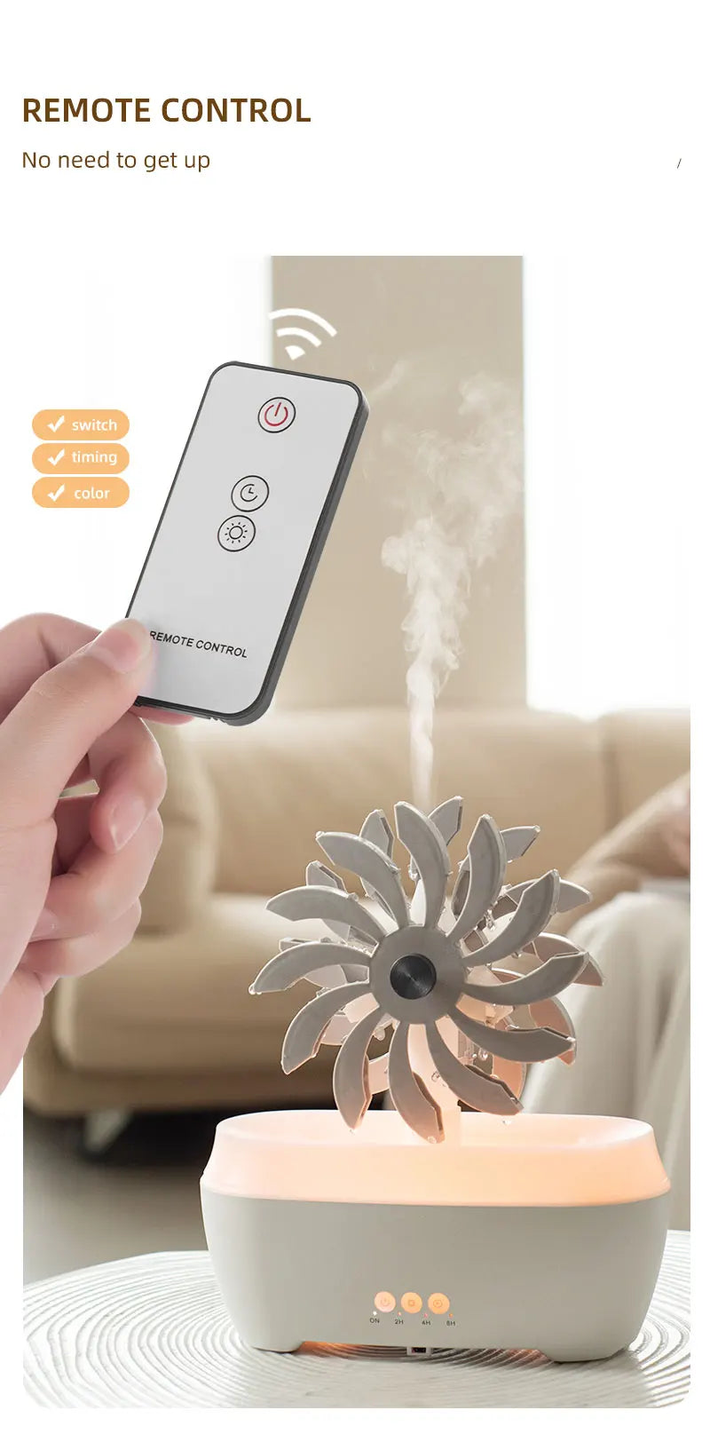 Hot Selling Windmill Aromatic 7 Led Color Air Humidifier  Home Portable Humidifier Ultrasonic Rain Drop Aroma Diffuser
