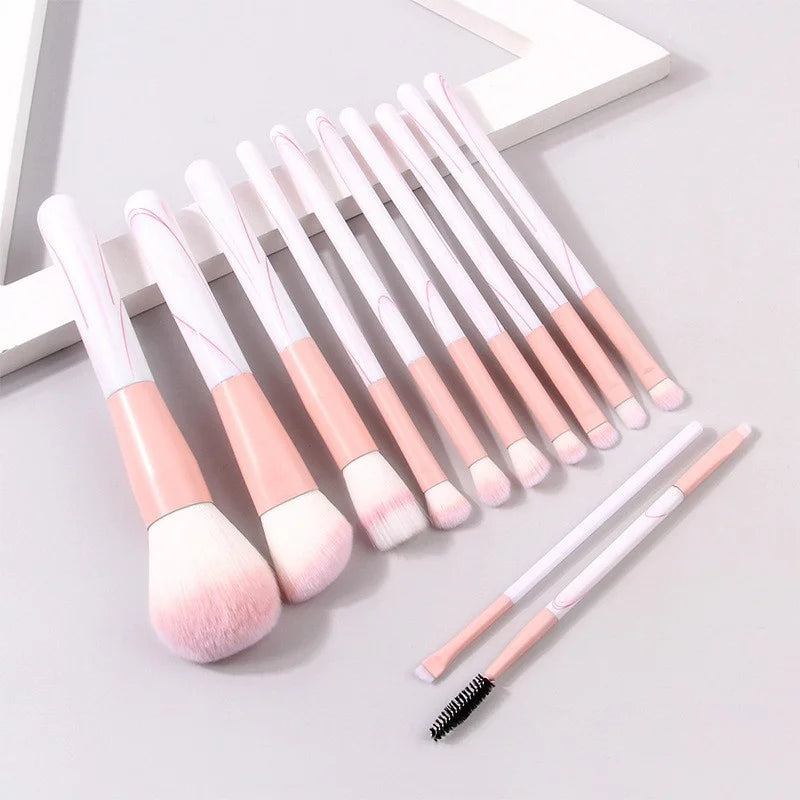 12pcs Makeup Brushes Set Portable Foundation Powder Blending Blush Concealer Synthetic Fiber Bristle Brush Blending Makeup Brush