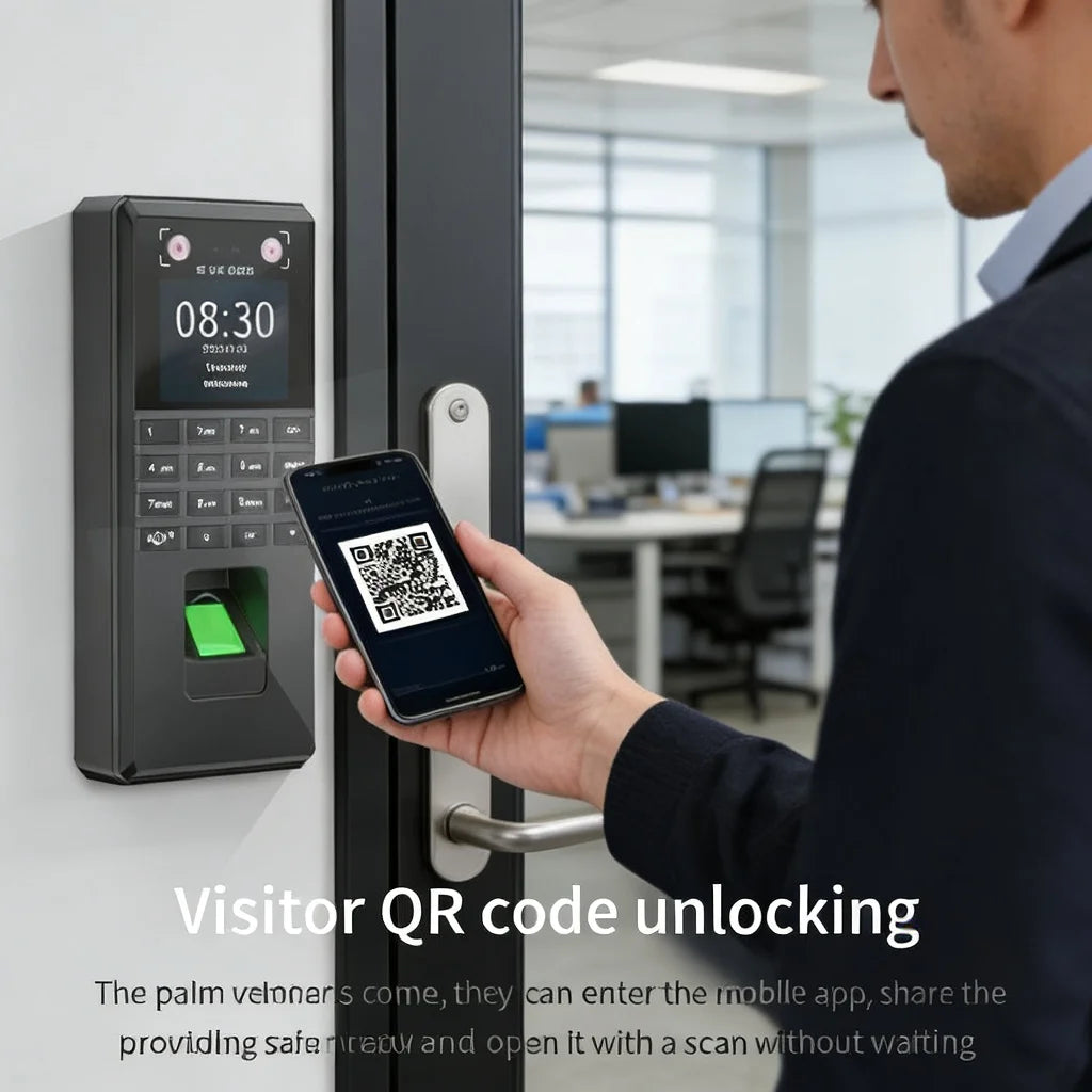 Palm Vein Face Fingerprint Recognition Attendance Machine Mobile APP QR Code Check-In Password Time Clock Access Control System