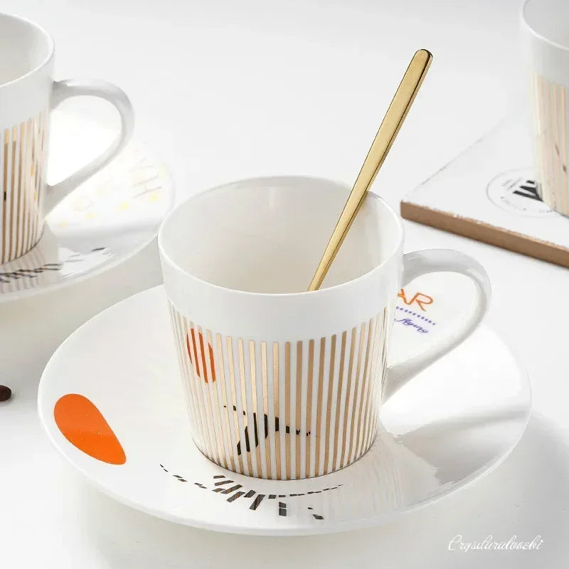 New Dynamic Mirror Reflection Cup Mug 250~300ml Home Drinkware Creative Ceramic Anamorphic Cup Coffee Tea Set Interesting Gift
