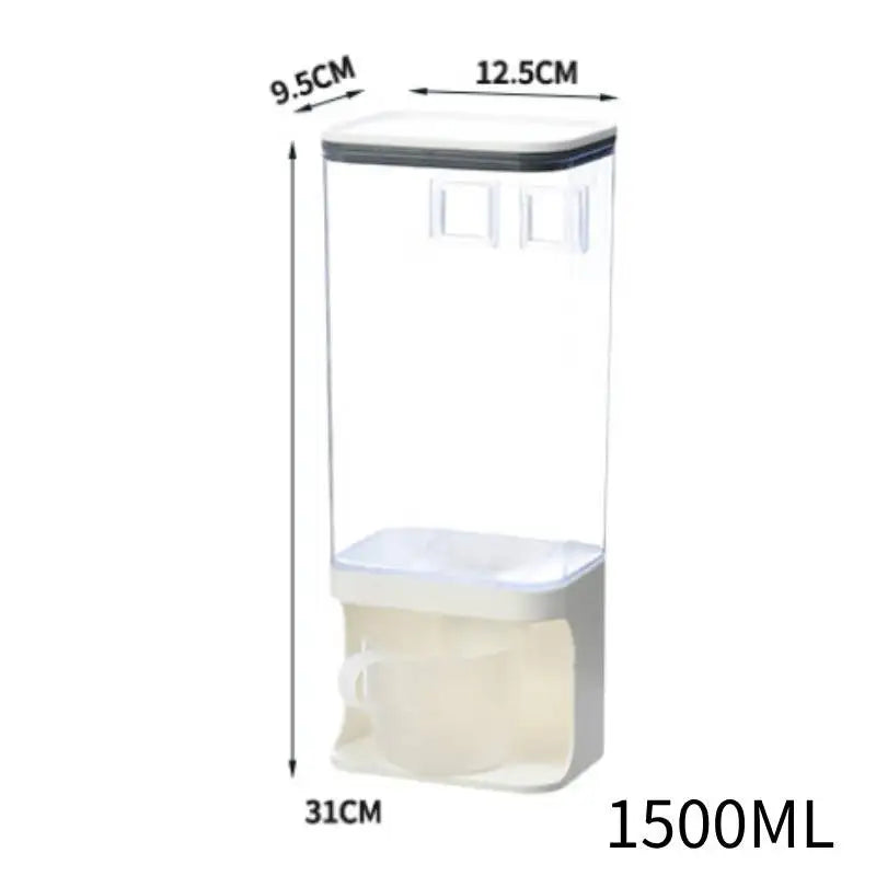 Kitchen Storage Food Organizer Wall Mounted Dry Food Cereal Dispenser Snack Grain Plastic Storage Container Box Rack for Home