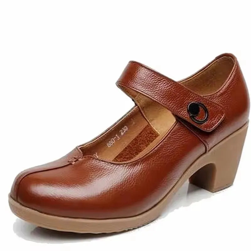 GKTINOO Spring Autumn Shoes Woman 2025 Genuine Leather Women Pumps Lady Leather Round Toe Platform Shallow Mouth Shoe Size 32-42