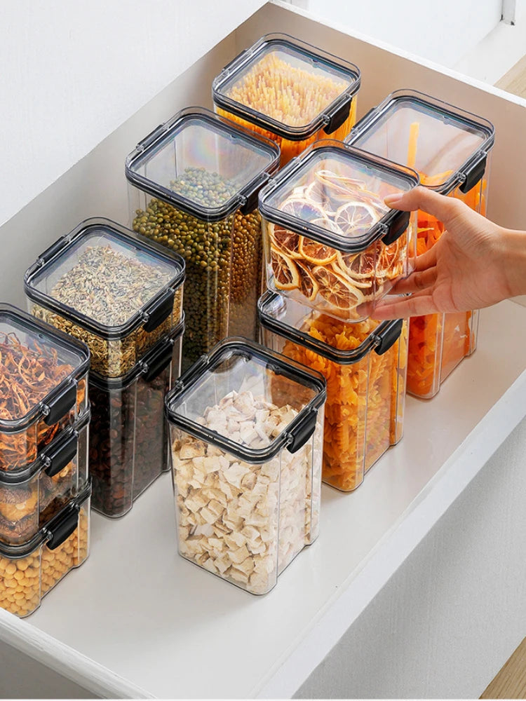 Kitchen Food Storage Containers Organizers for Pantry Fridge Organizer Jars With Lid Plastic Storage Container Spices Boxes