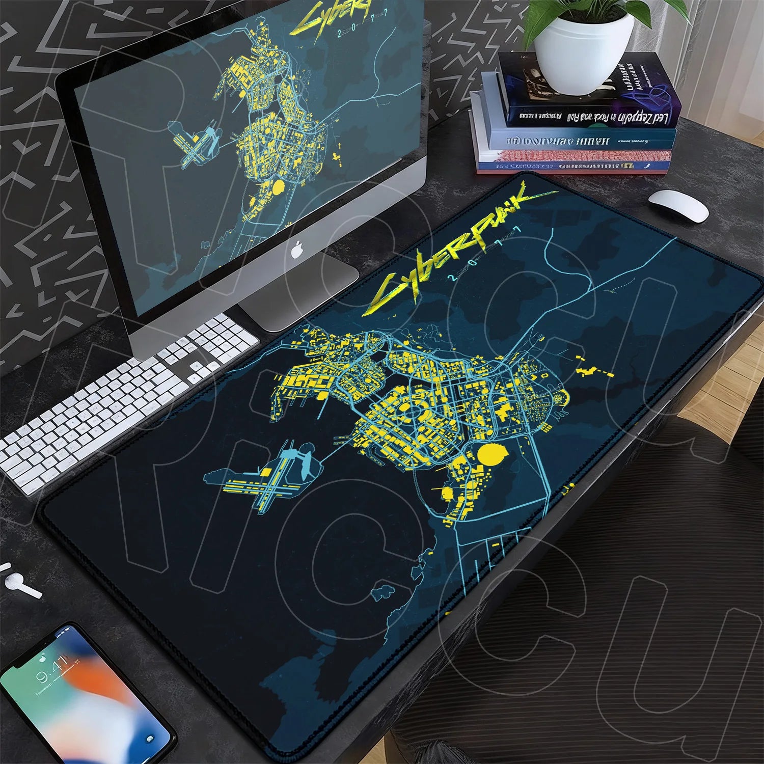 Black Gaming Mousepad XXL Rubber Non-slip Office Deskmat Anime Girl Playmat C-Cyberpunks Style Lock Edge PC Keyboard Accessories