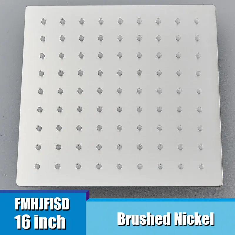 16 Inch Large Square Rain Shower Head Stainless Steel High Pressure Shower Head Polished Finish Ultrathin Bathroom Accessories