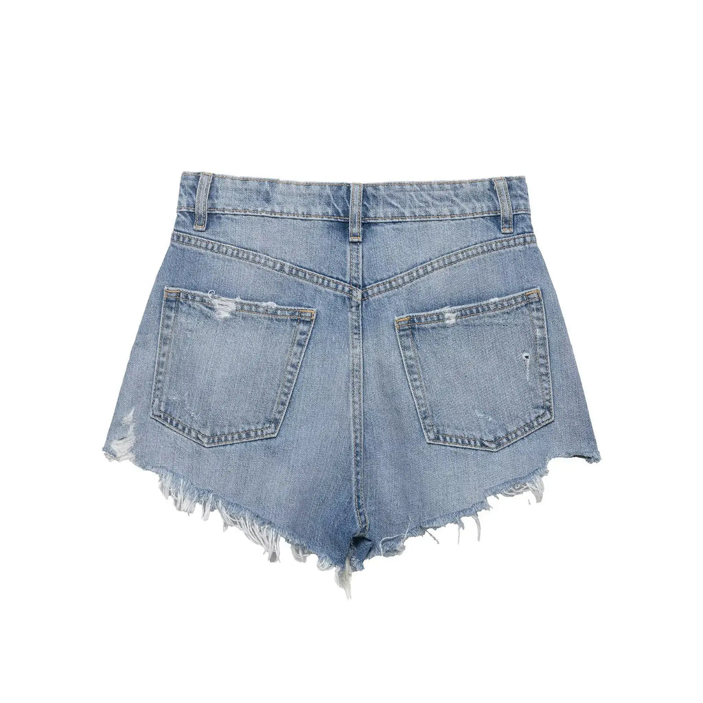 HH Women's High Waisted Denim Shorts Summer Ripped Jean Shorts Frayed Hem A-Line Casual Beach Party Hot Pants Streetwear