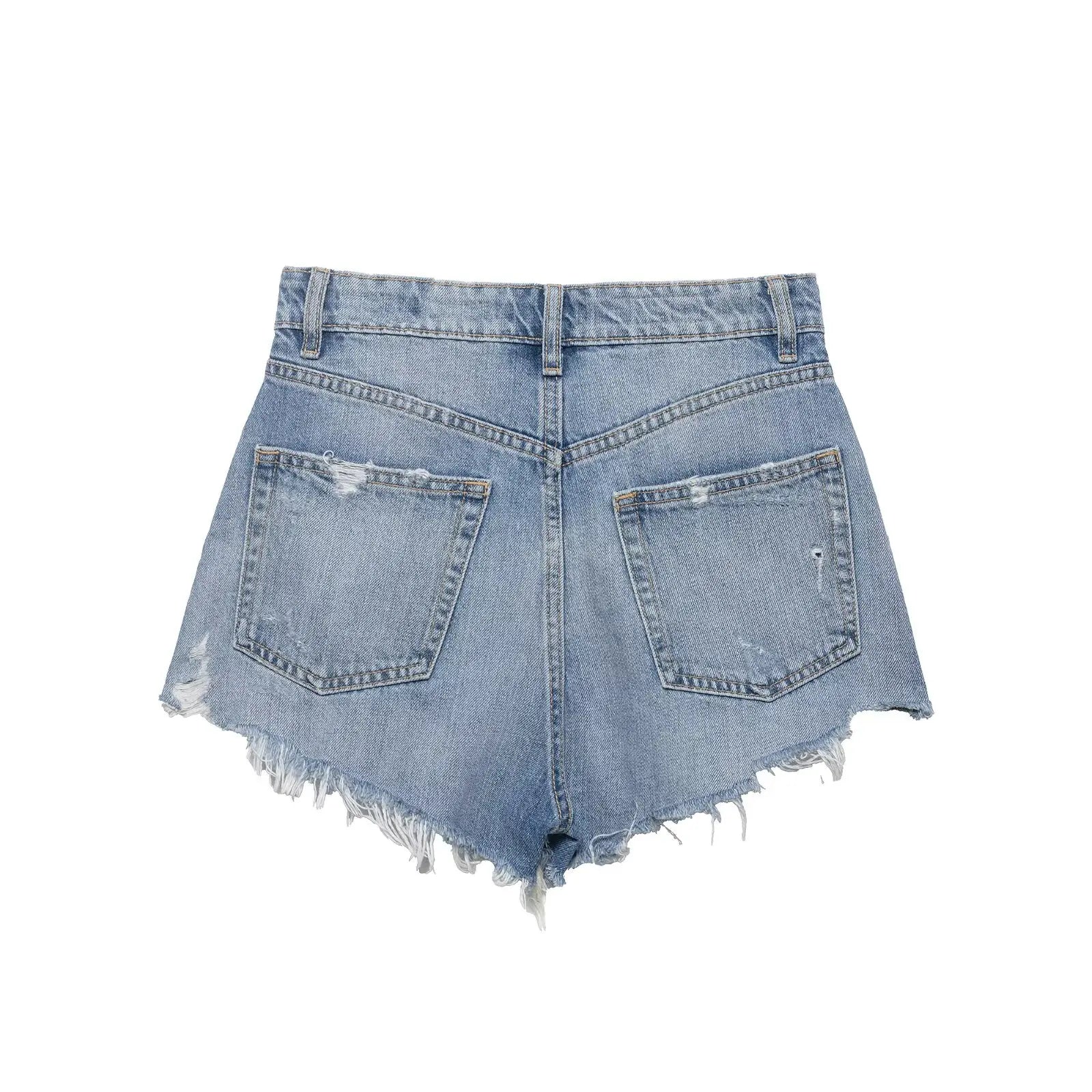 HH Women's High Waisted Denim Shorts Summer Ripped Jean Shorts Frayed Hem A-Line Casual Beach Party Hot Pants Streetwear