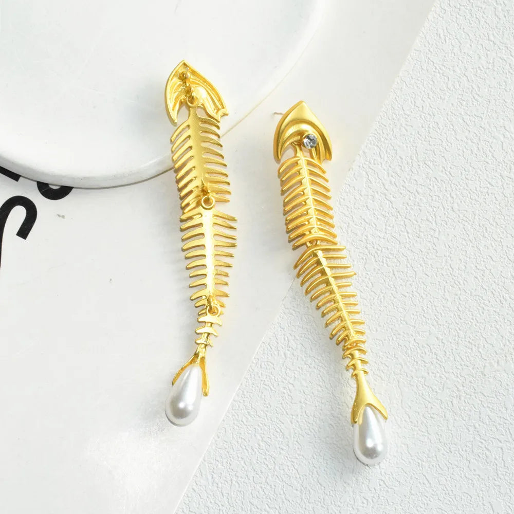 Novelty Design Alloy Big Fish Bone Pendant Choker Necklace For Women Fashion Jewelry Exaggerated Brand Show Statement Necklace