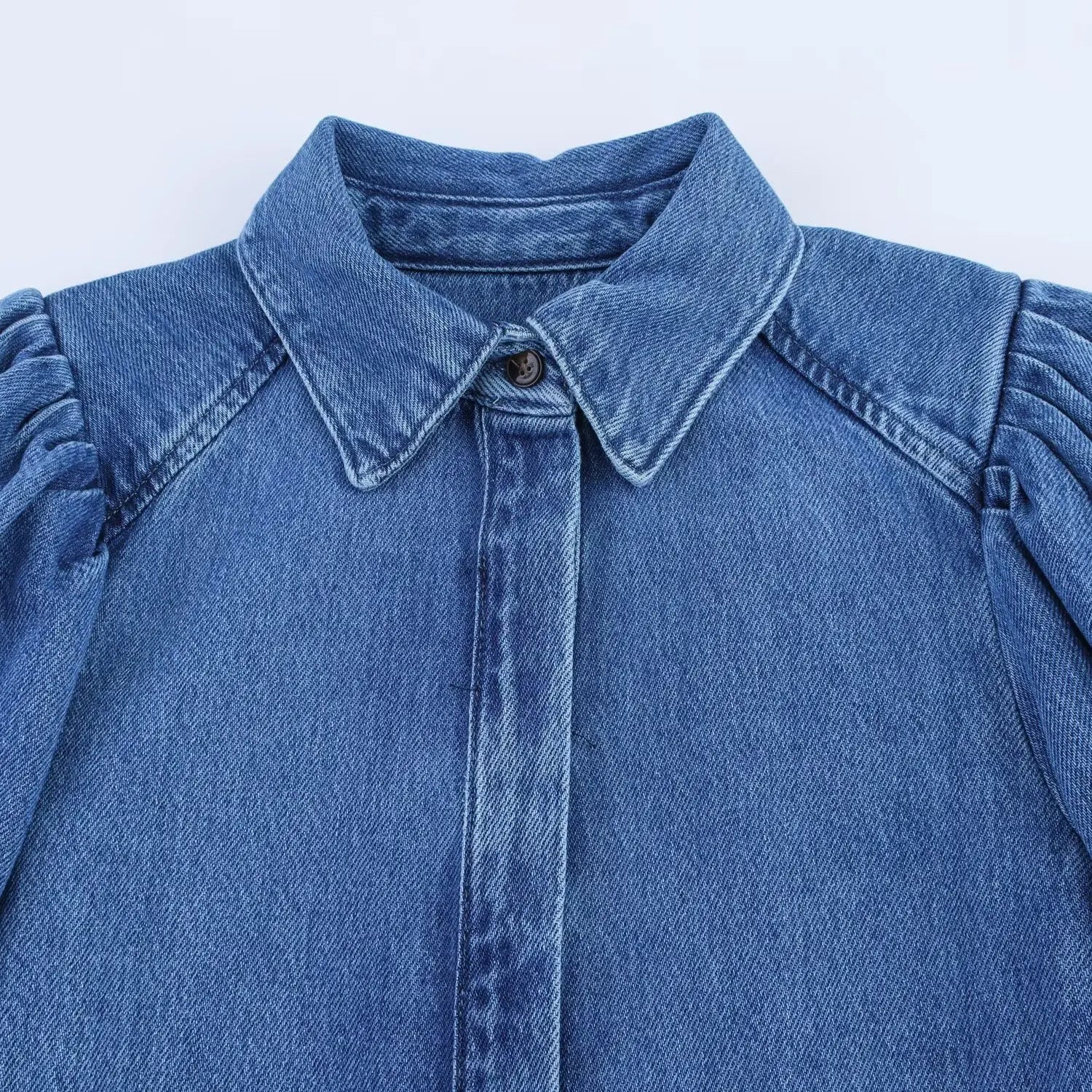 HH Women Summer New Fashion Thin Single-breasted Loose Folds Denim Shirt+High Waist Zipper Pocket Wide-leg Casual Pants Suit
