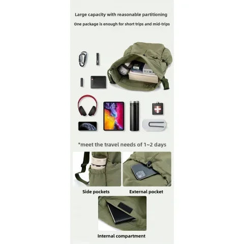Fashionable Lightweight Drawstring Backpack: Large-Capacity Waterproof Sports Bag for School, Books, Outdoor Activities, Travel