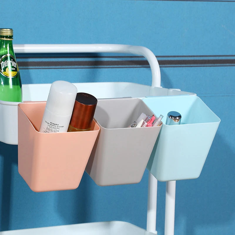 2Pcs Hanging Bucket Wall Organizers Rolling Cart Accessories Hanging Pen Holders Storage Containers Hanging Buckets For Office