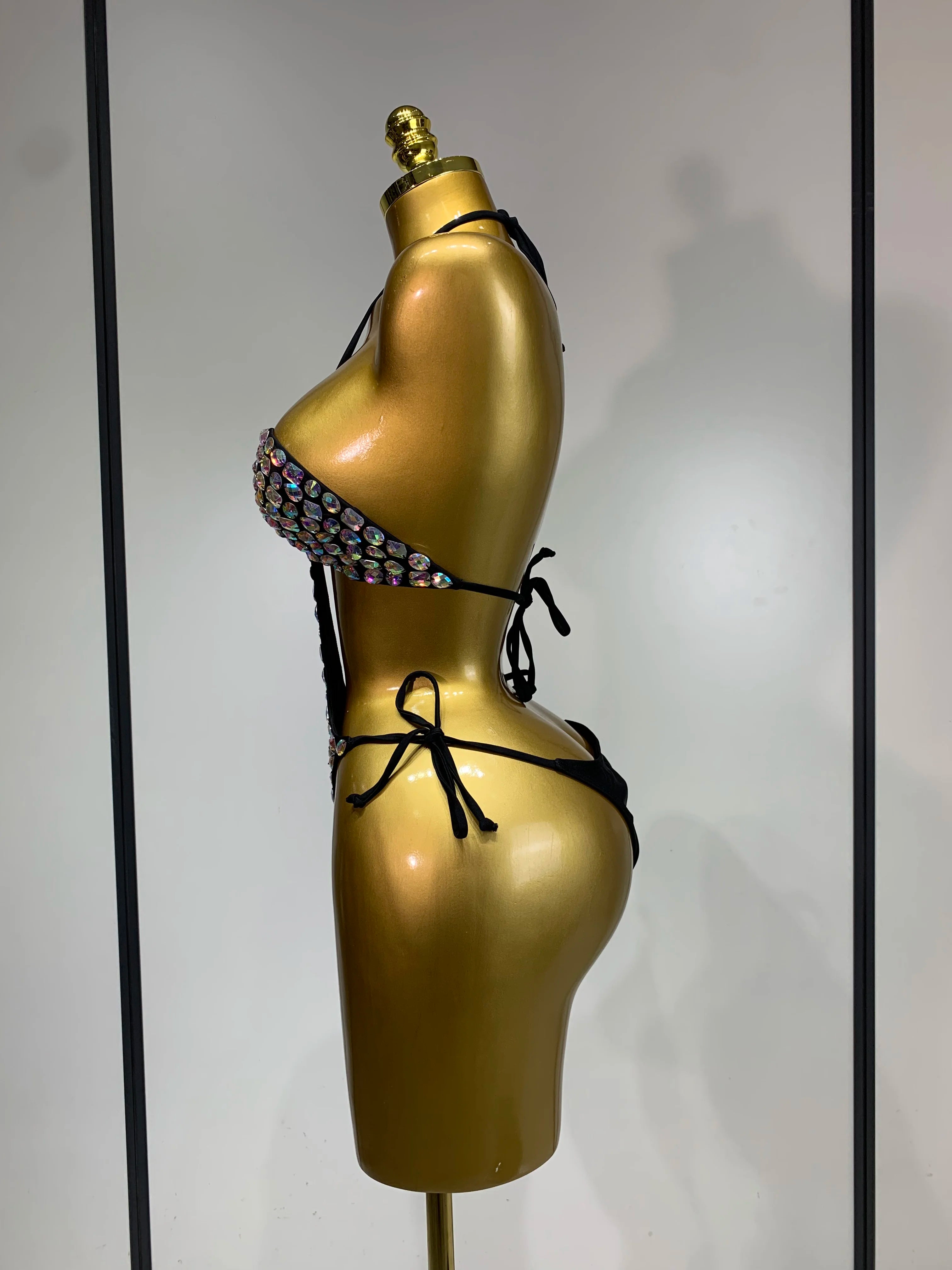 Newest Crystal Bikini Swimwear Fashion Bar Bikini Blingbling Swimwear Bikini Popular Bathingsuit Bikini Nightclub Stage Outfit