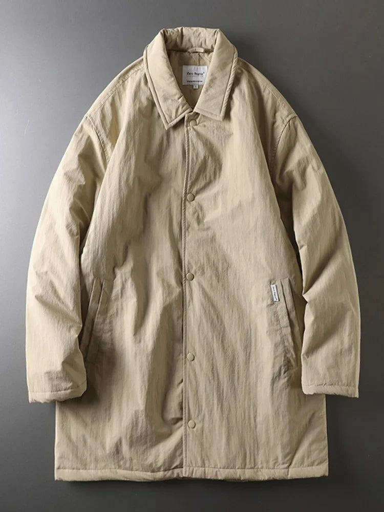 Japanese retro collar cotton jacket men's winter mid to long length cotton jacket men's warm jacket jacket with cotton clip