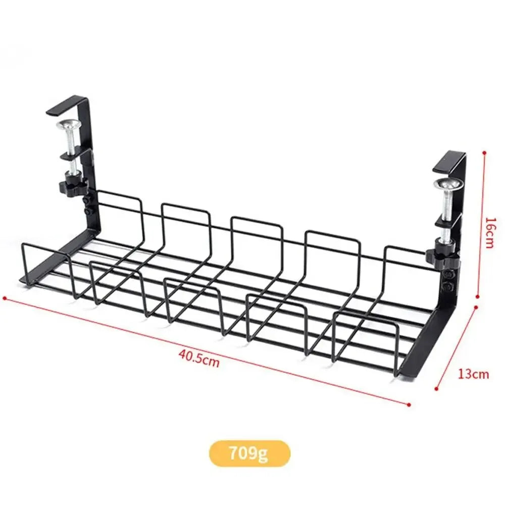 Home Office Desk Wire Organizer No Punching Kitchen Storage Accessories Under Table Storage Rack Metal Cable Management Tray 