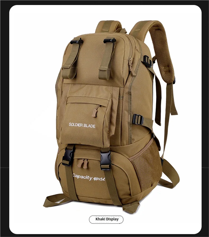 40L Travel Tactical Backpack Men Women Outdoor Travel Cycling Large Capacity Waterproof Lightweight Weight-Lifting Hiking Bag