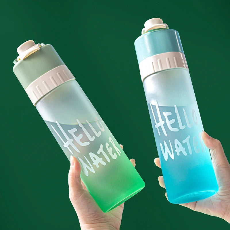 650ml Portable Spray Water Bottle Outdoor Sports Fitness Large Capacity Water Cup Jet Spray Bottle