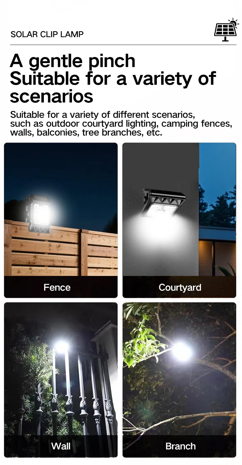 Outdoor Solar Clamp On Motion Sensor Lights Waterproof Work Light 3 Lighting Modes Camping Lamp Fence Walls Garage Led Lamps
