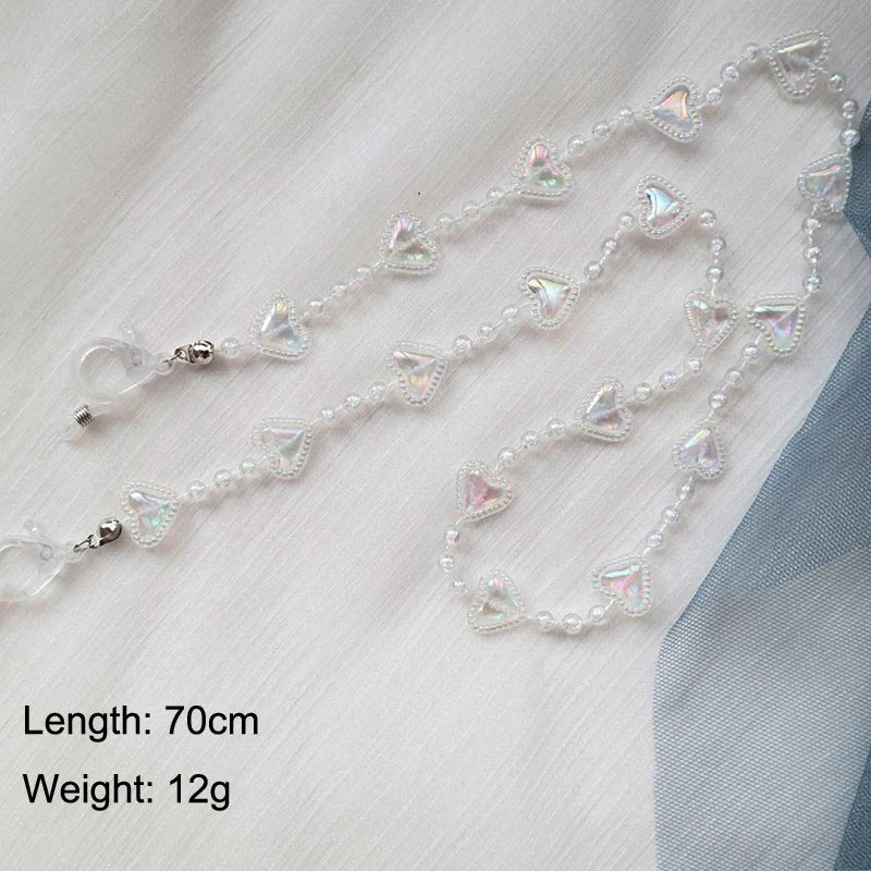 Fashion Glasses Chain For Women Mask Lanyard Holder Transparent Heart Flower Charms Sunglasses Chain Neck Strap Jewelry Gift