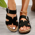 Summer Fashion Suede Slippers With Arch Support Outdoor Classic Adjustable Buckle Beach Slide Women's Cork Clogs Sandals