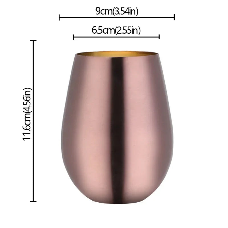 500ml Stainless Steel Single Layer Titanium Plating Wine Glasses Beer Titanium Wine Glasses 500ML Big Belly Water CupBarSupplies