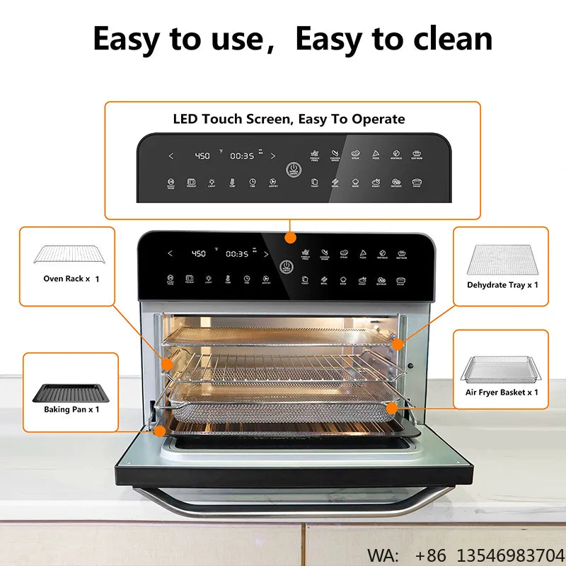 OEM 25L Electric air Fryer and Toast Oven Multi-Function Oil-Free Cooking Oven with Rotisserie Bracket for Household