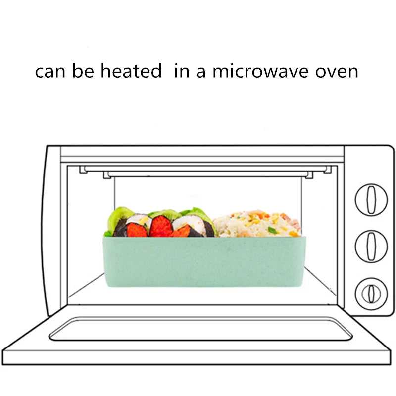 Kitchen 900ml Microwave Lunch Box Wheat Straw Dinnerware Food Storage Container Children Kids School Office Portable Bento Box