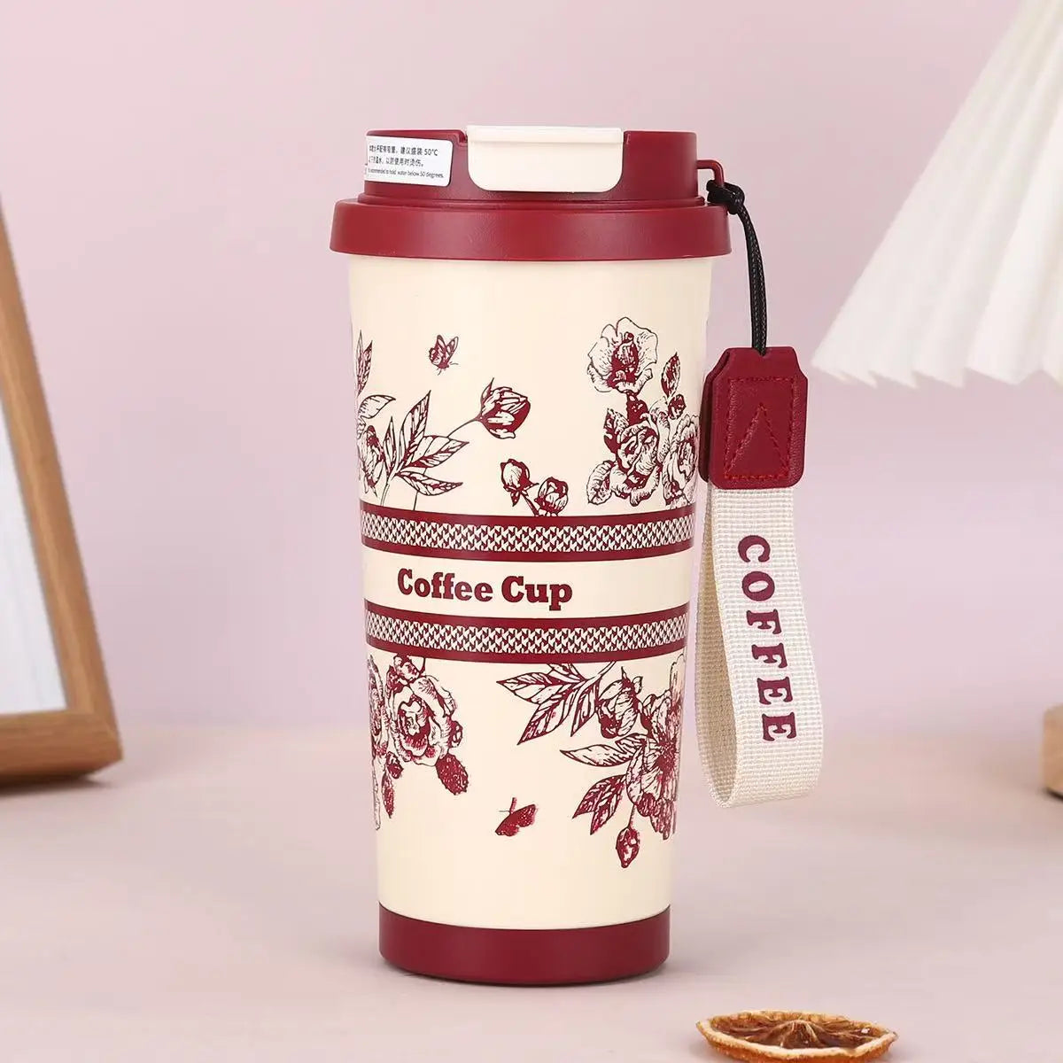 500ml vintage coffee cup sunflower women's cup portable travel cup leak proof double wall insulated cup vacuum drum