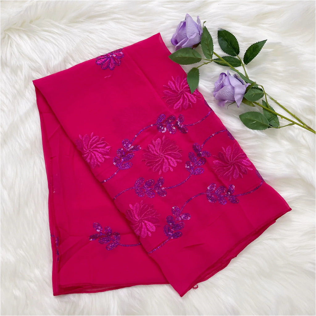 2023 Latest African Spring Women Scarf Chiffon Sequin Embroidered Ramadan Hijab Shawl Fashionable Casual Diamond  Headscarf