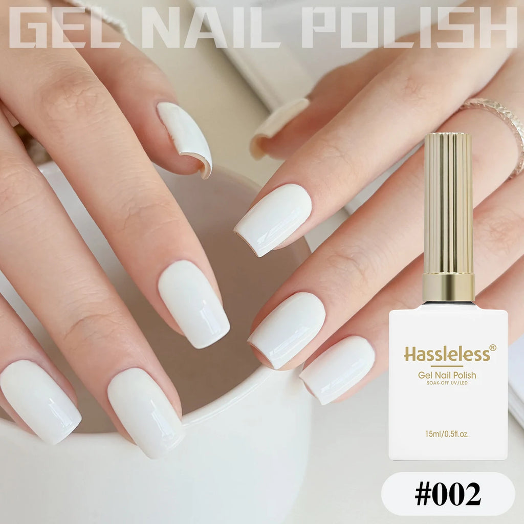 Two 15ml Bottles of White and Black Gel Nail Polish, Glass Bottles, UV/LED Removable Gel Nail Polish, Suitable for DIY Nail Salo