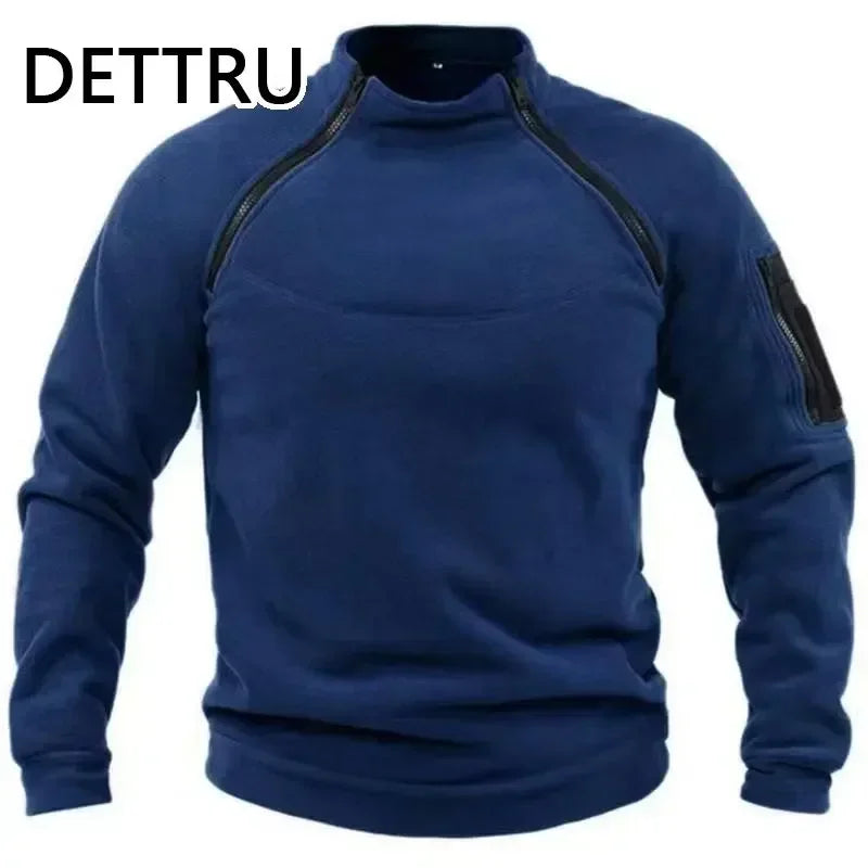 Brand High Quality Winter Mens  Sweatshirt Fleece Zipper Pullover Men's Solid Color Loose Lamb Thick Clothing Streetwear