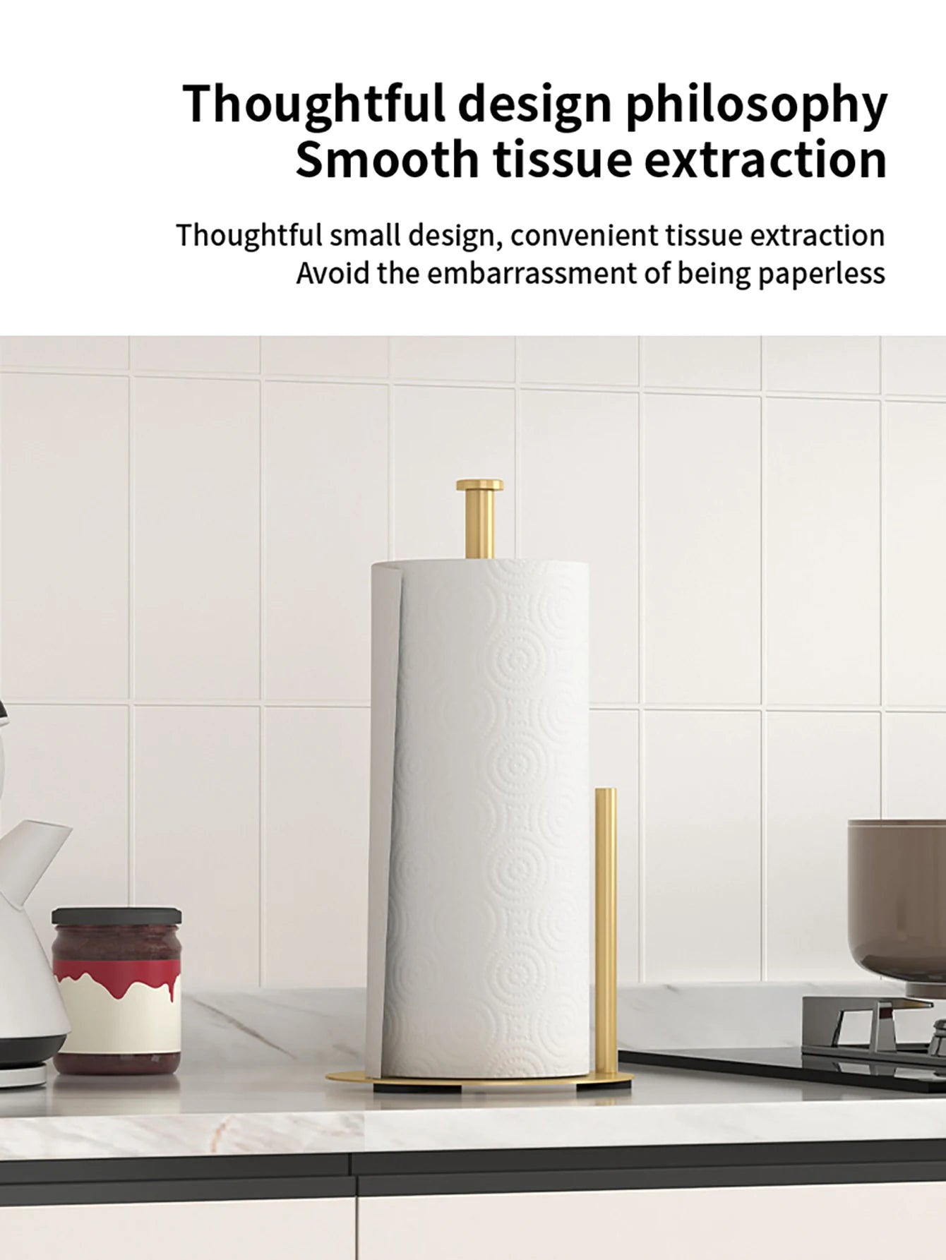 Kitchen Roll Holder with Weighted Base - Heavy-Duty Countertop Organizer, Space-Saving Design for Paper Towels, Kitchen supplies
