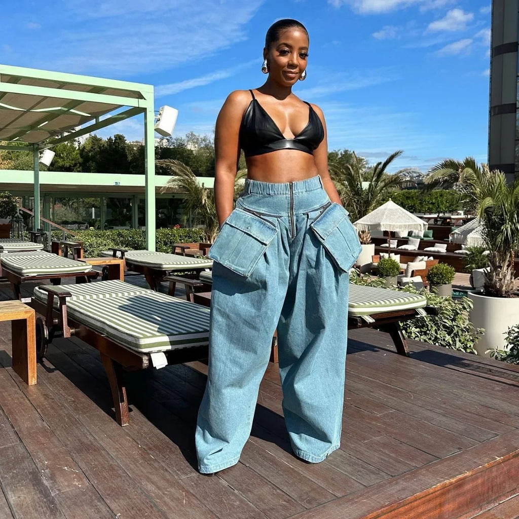 Denim Two Piece Sets Women Coat Jacket Wide Leg Pants Jeans Suits Matching Sets Trousers Outfits 2025 Y2k Streetwear Party