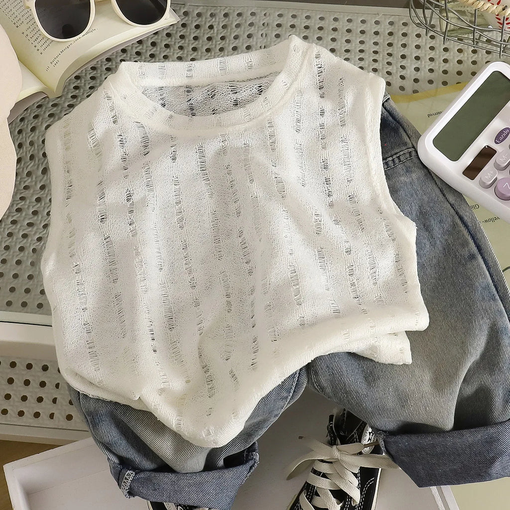 Summer Boys T-shirts Tops For Kids Baby Sleeveless Vest Tees Children's Clothing Casual Solid Color Breathable Tops