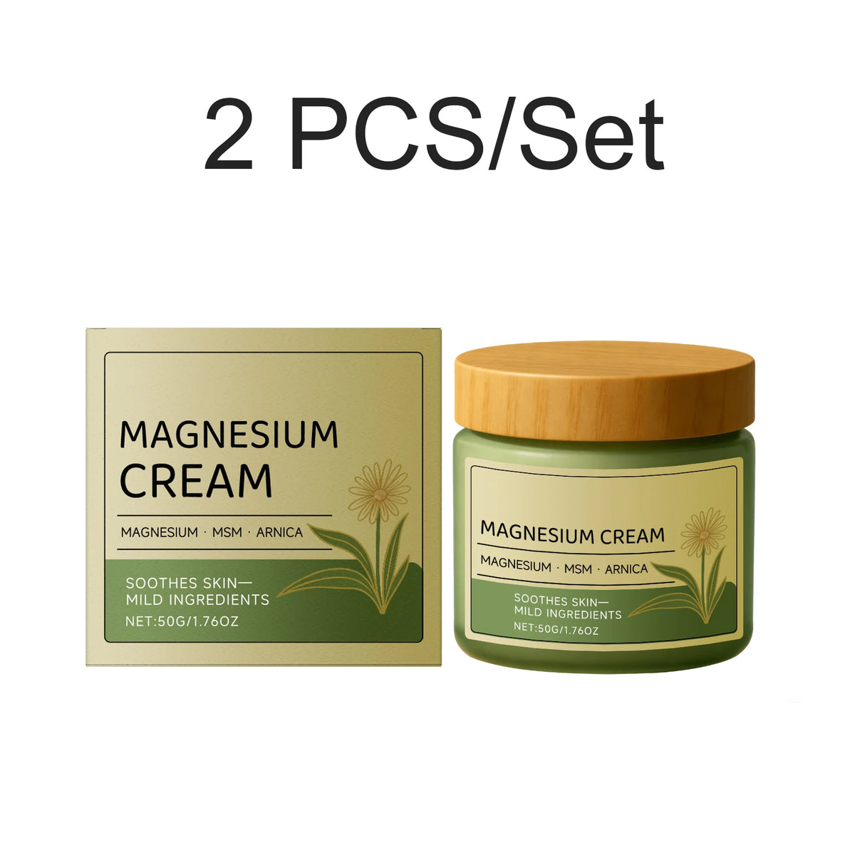 50g Relief Soothing Magnesium Soothing Body Cream Non-Greasy Knees Muscles External Massage Care MSM Arnica Mild Daily Care