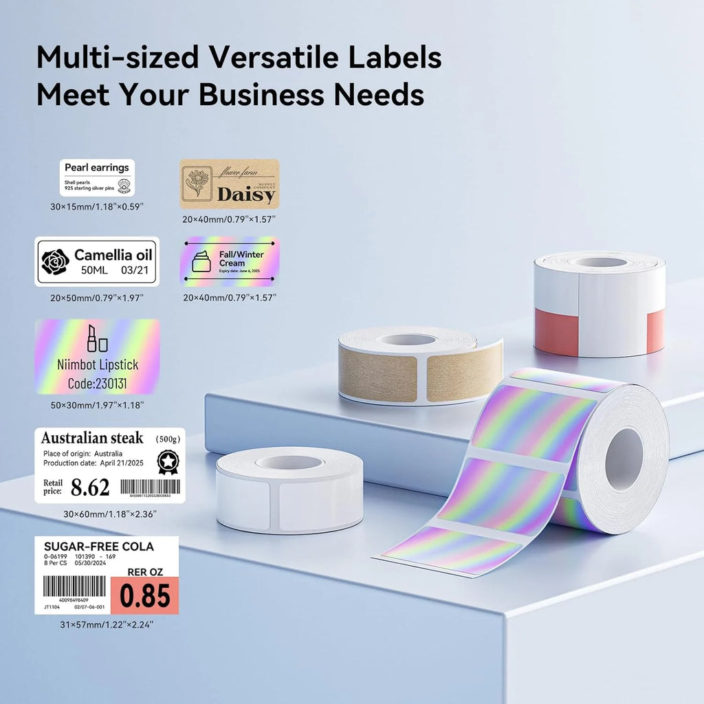 For NiiMBOT M2 Transfer Label Printer White Transparent Dazzling Color Label Sticker Paper Adhesive for Office/Outdoor Keep Long