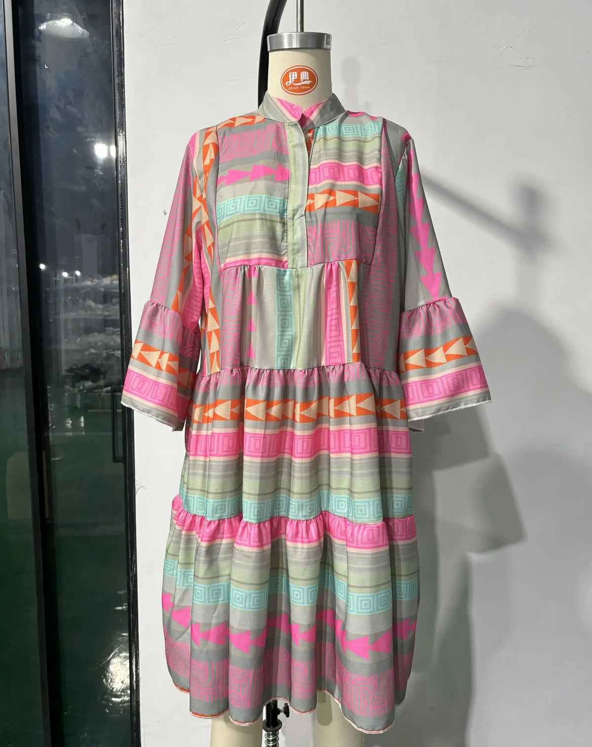 2026 Women Dresses V Neck Three Quarter Sleeve Pullover Dress Print Floral Vestidos Knee Length Loose Fit Casual Summer