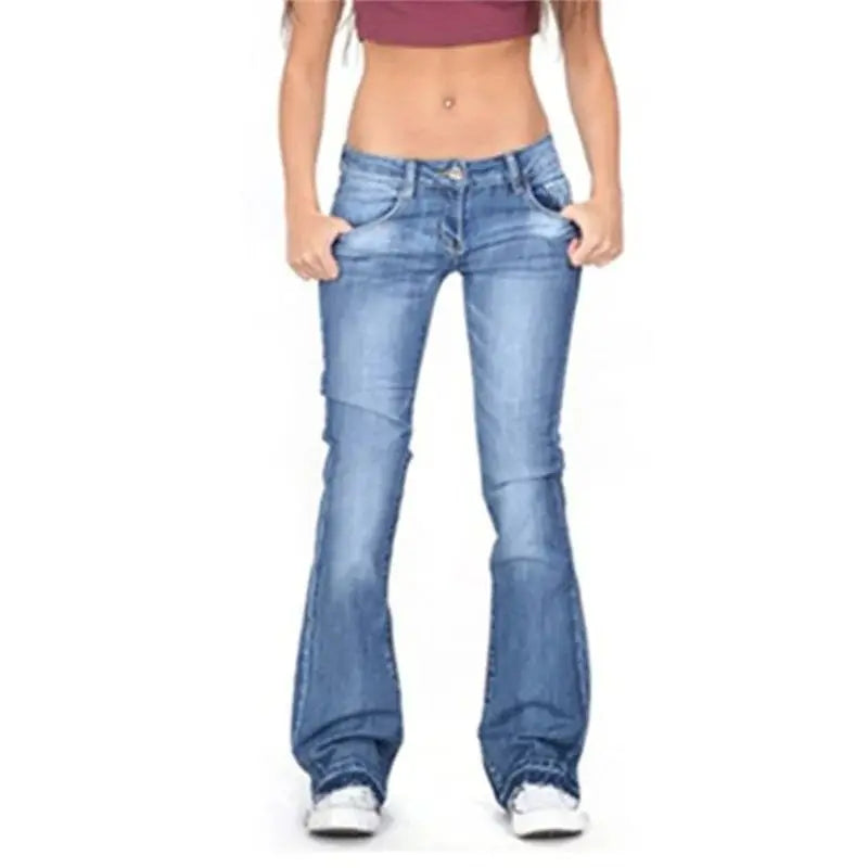 2025 Vintage Mid Waist Washed Jeans Women New Slim Fit Micro Flared Trousers Casual Commuter Female Denim Pants Trend Streetwear