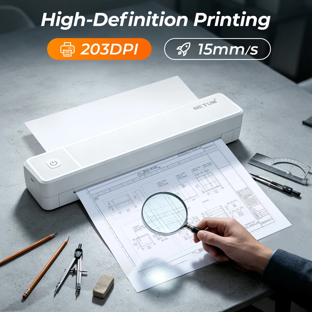 Mini A4 Thermal Printer Support Android IOS For Travel Work Home Inkless Machine US-letter Portable Bluetooth Printer