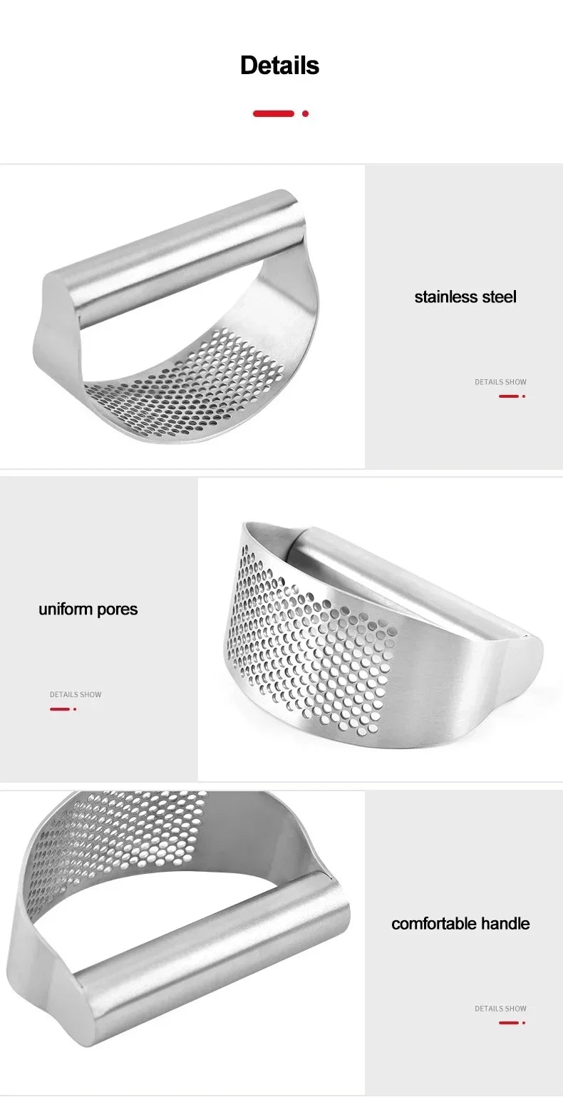 Stainless Steel Garlic Press Manual Grinding Chopper Garlic Ginger Press Multi-function Grinding Slicer Kitchen Gadgets
