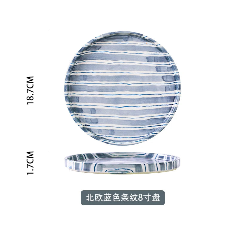 European Striped Ceramic Coffee Cup Saucer Modern Breakfast Dessert Plate Tea Cup Decorative Art Striped Coffee Cup 200 Ml Decor