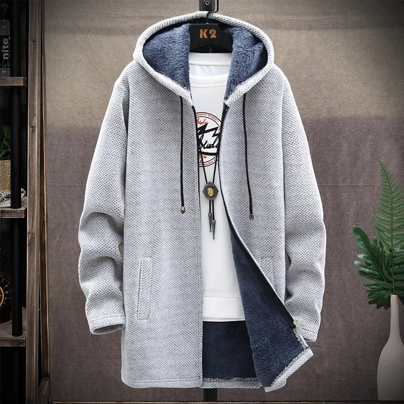 Winter Men Sweater Fleece Cardigan  Jacket Men\'s Slim Sweaters Winter Long Hooded Sweater Thick Warm Coat Mens Clothing 2026