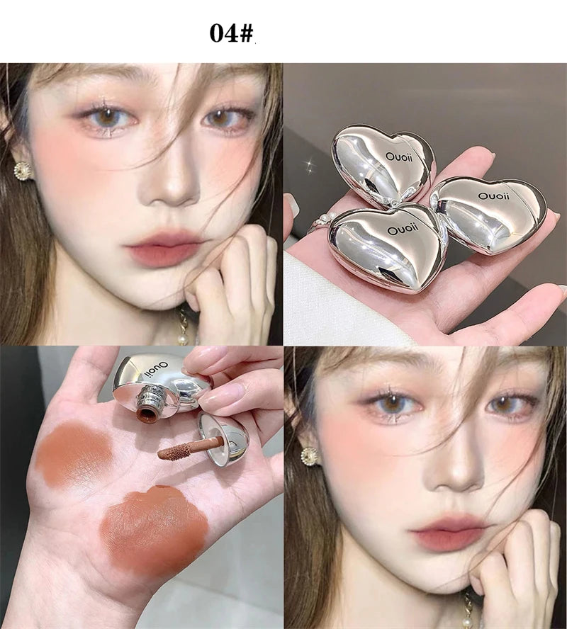 Lavender Matte Liquid Blush Velvet Heart Strawberry Peach Face Pigment Lasting Beauty Natural Cheek Tint Cream Blush Makeup